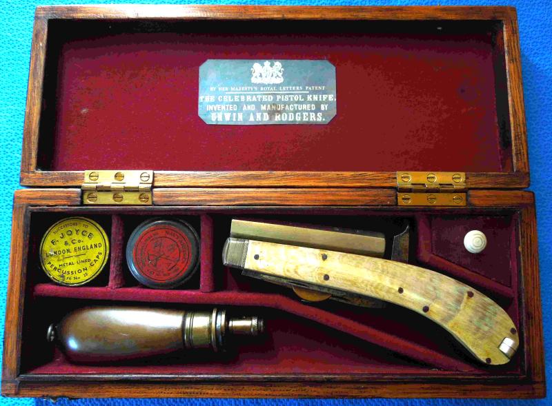 Fine Cased Rogers & Unwin Knife Pistol