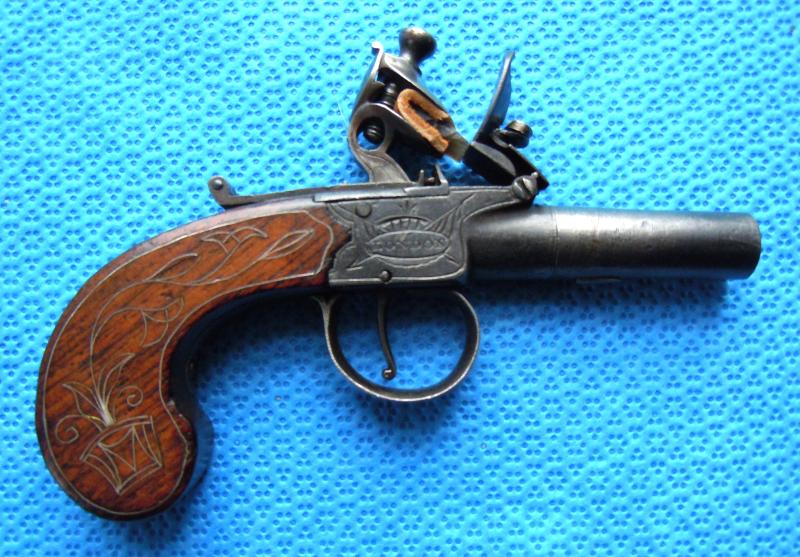 Exquisite flintlock  turn off pocket pistol by Brasher